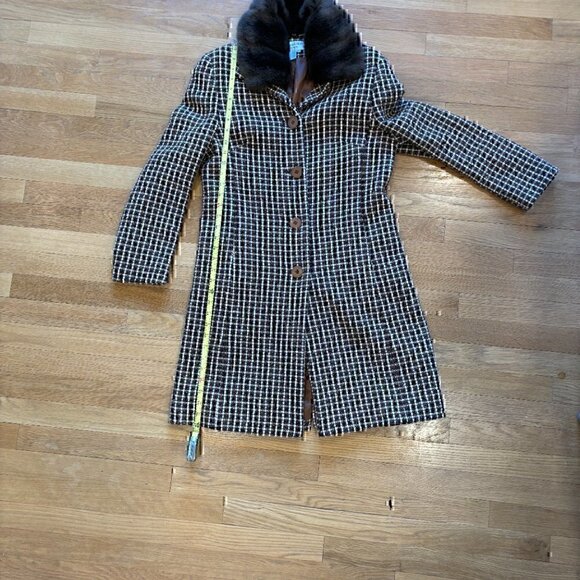 Vintage Y2K Classic Wool Brown Tweed Coat Charles Gray London - Picture 5 of 8